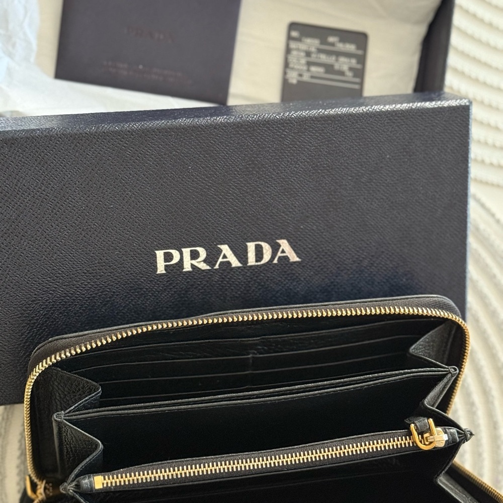 Prada Black Leather Zip-Around Wallet - Picture 2 of 5